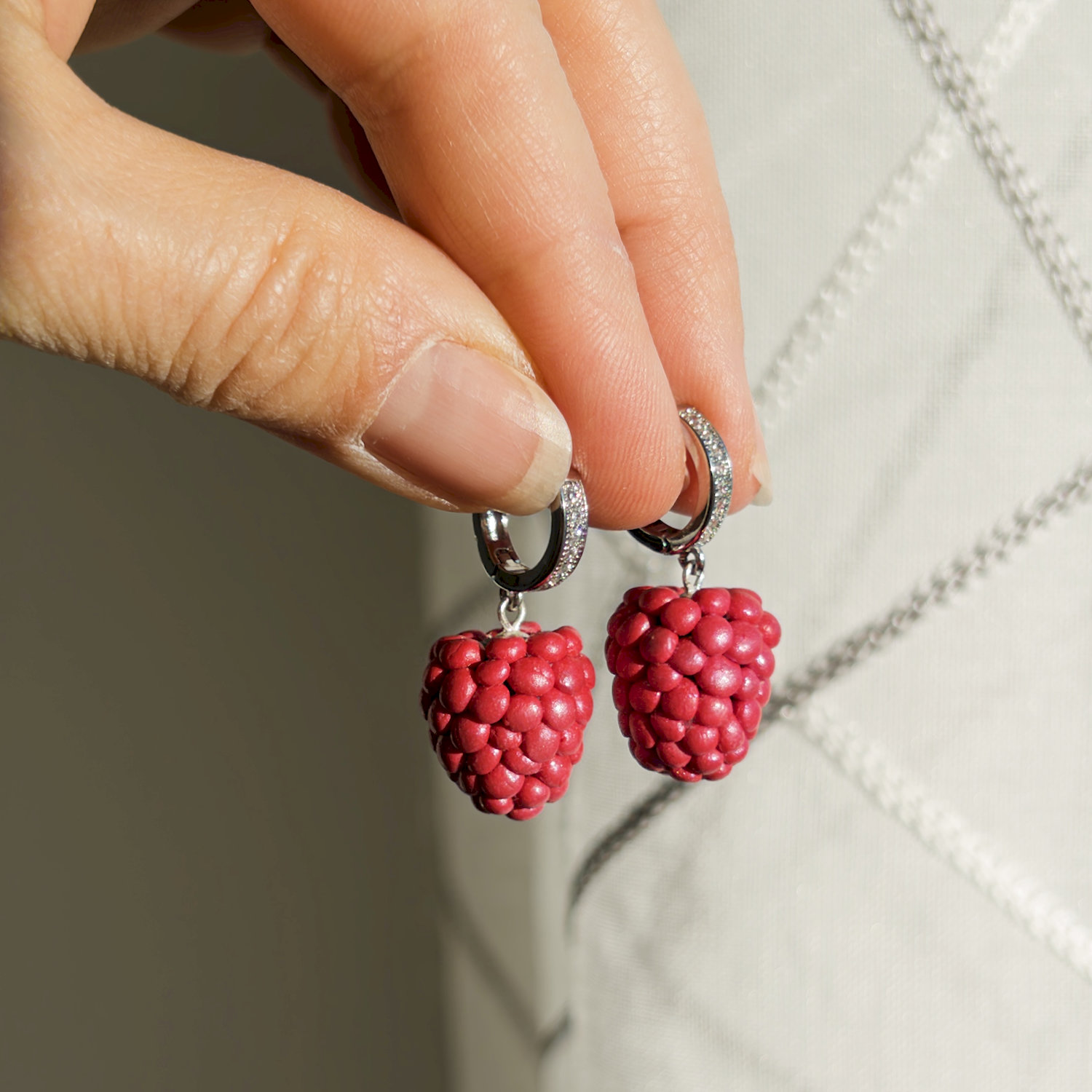 Ohrhänger, elliptisch, rot, Edelstahl, mittel, ohne Rand