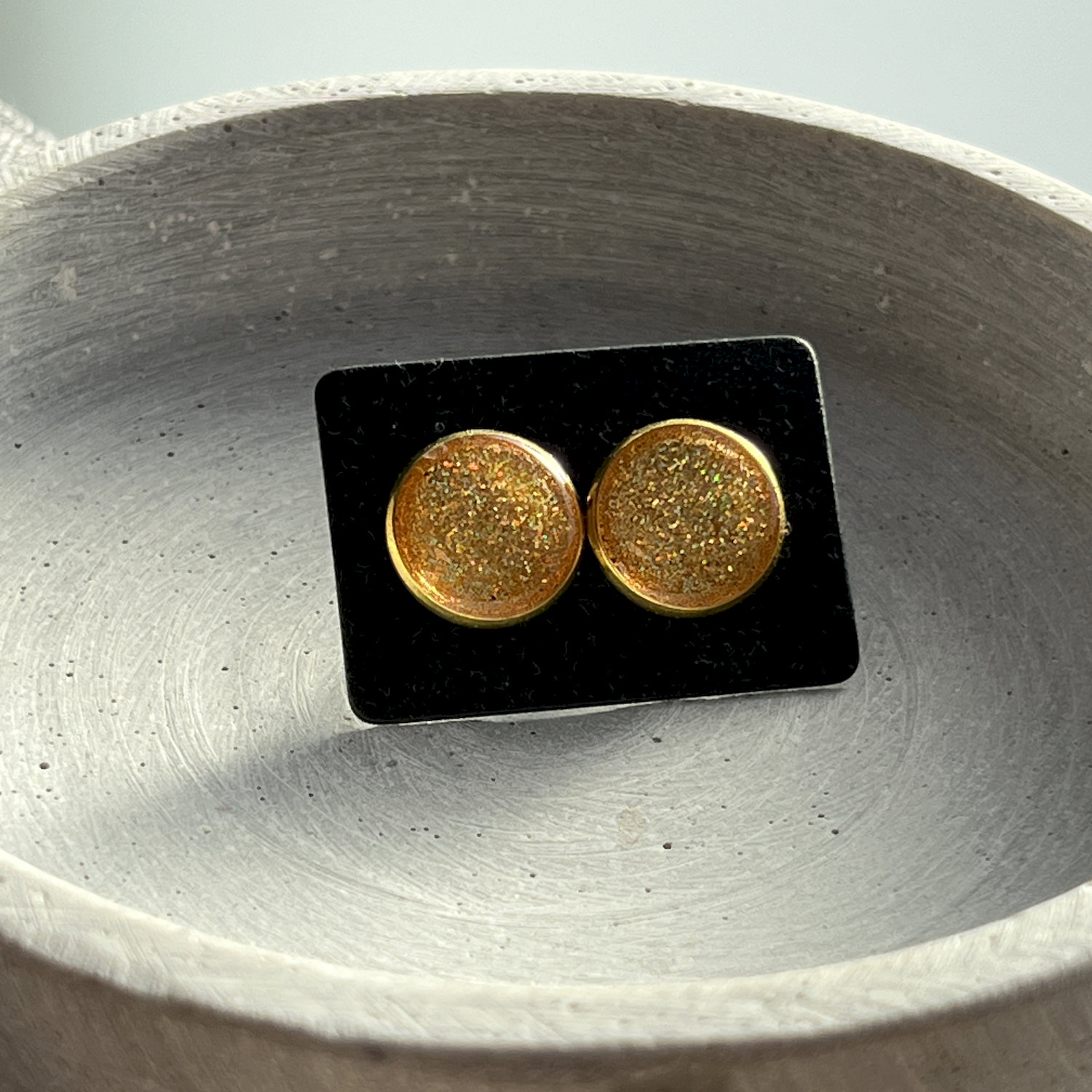 Ohrstecker, rund, gelb, Edelstahl, mittel, ohne Rand