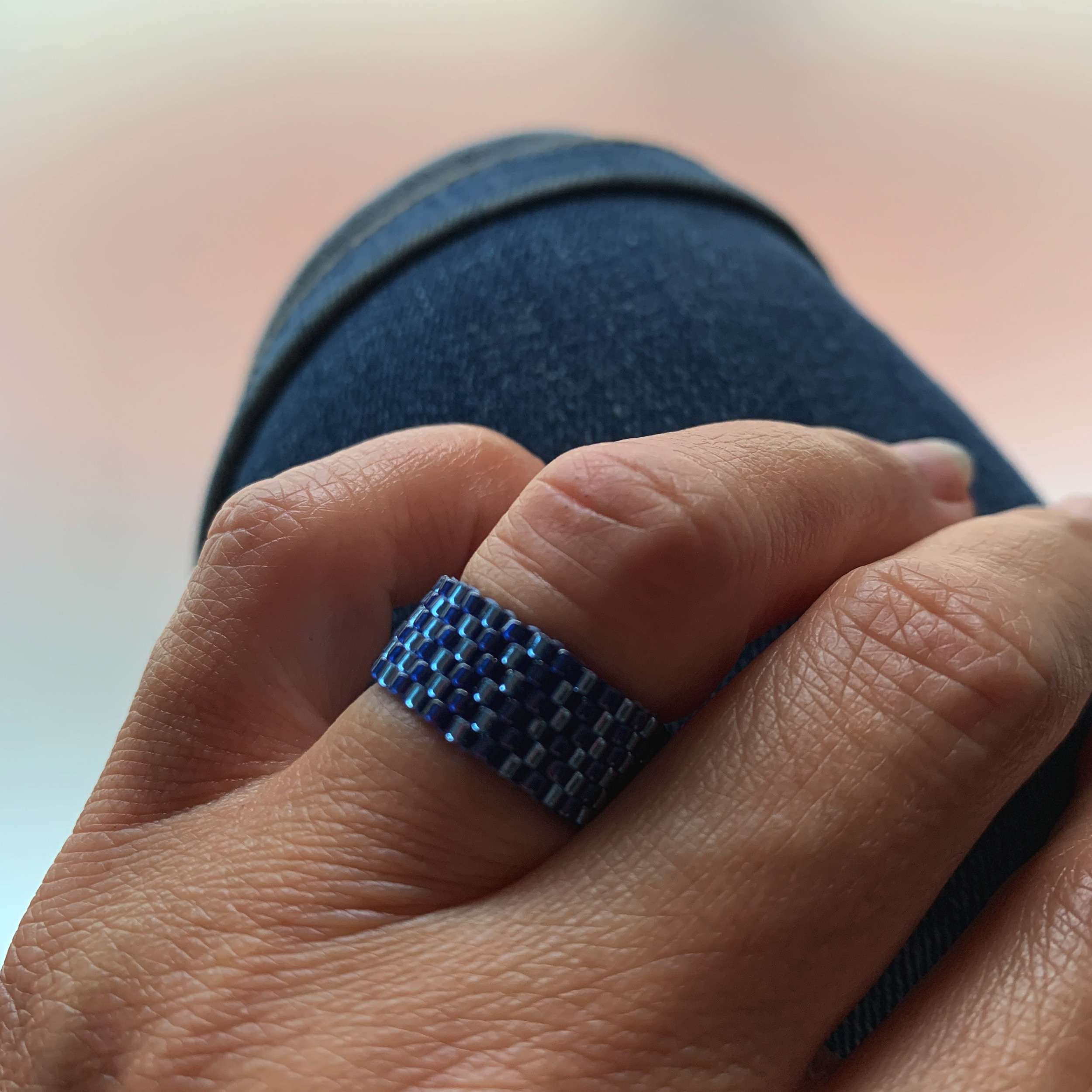 Ring, Miyuki-Perlen Blauvariation