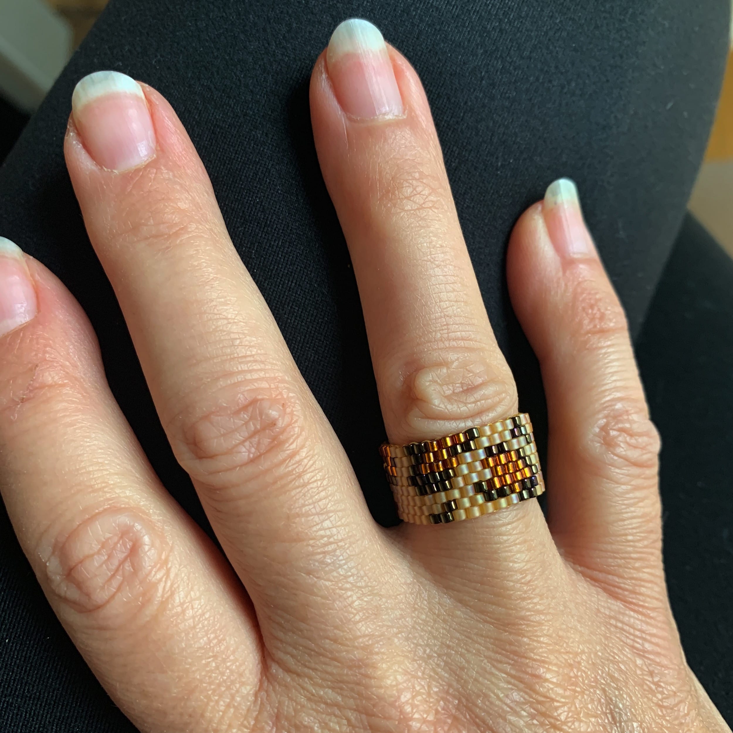 Ring, Miyuki-Perlen leopardenlook