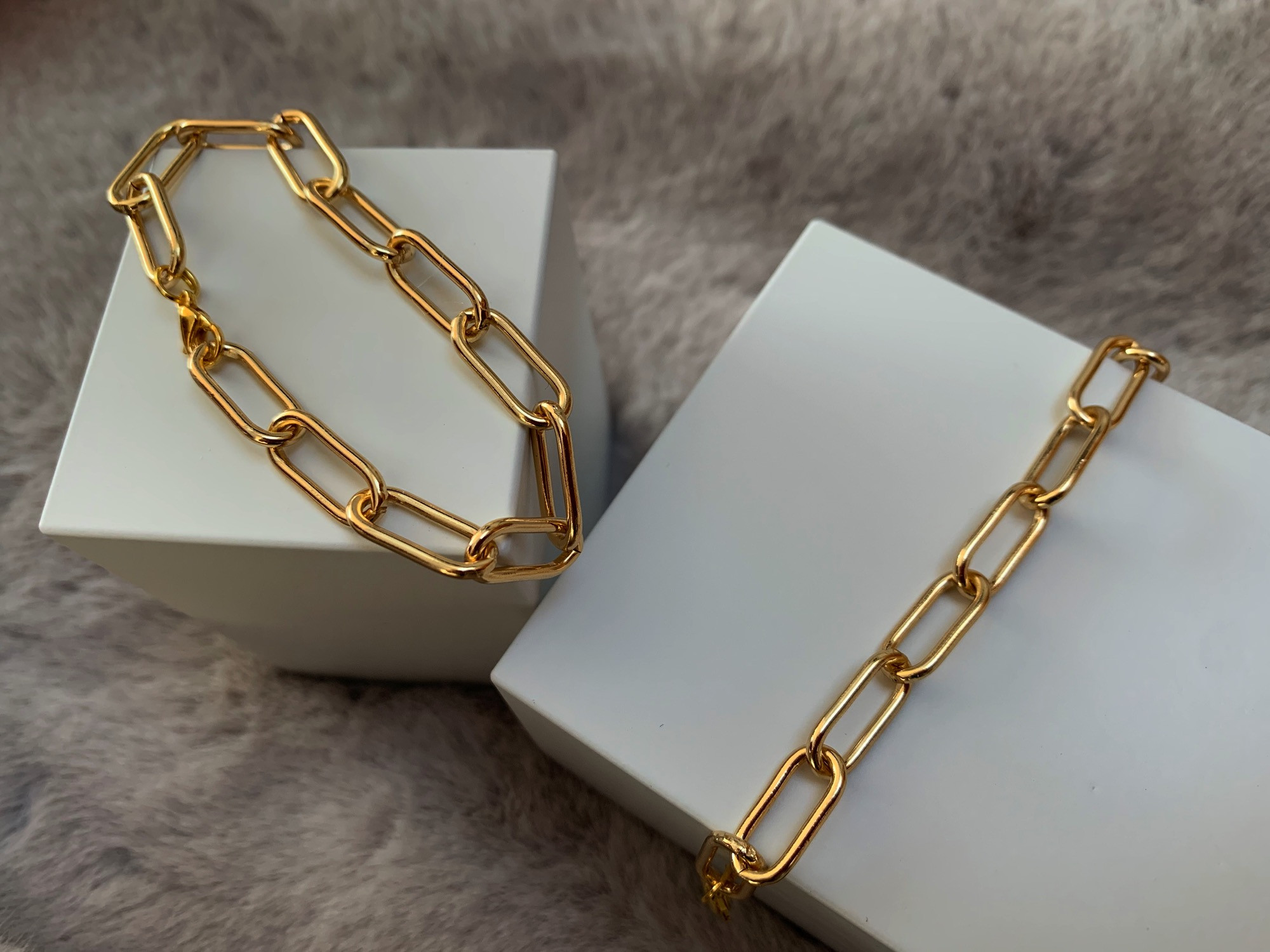 Armband Metall, goldfarben aus großen Kettengliedern