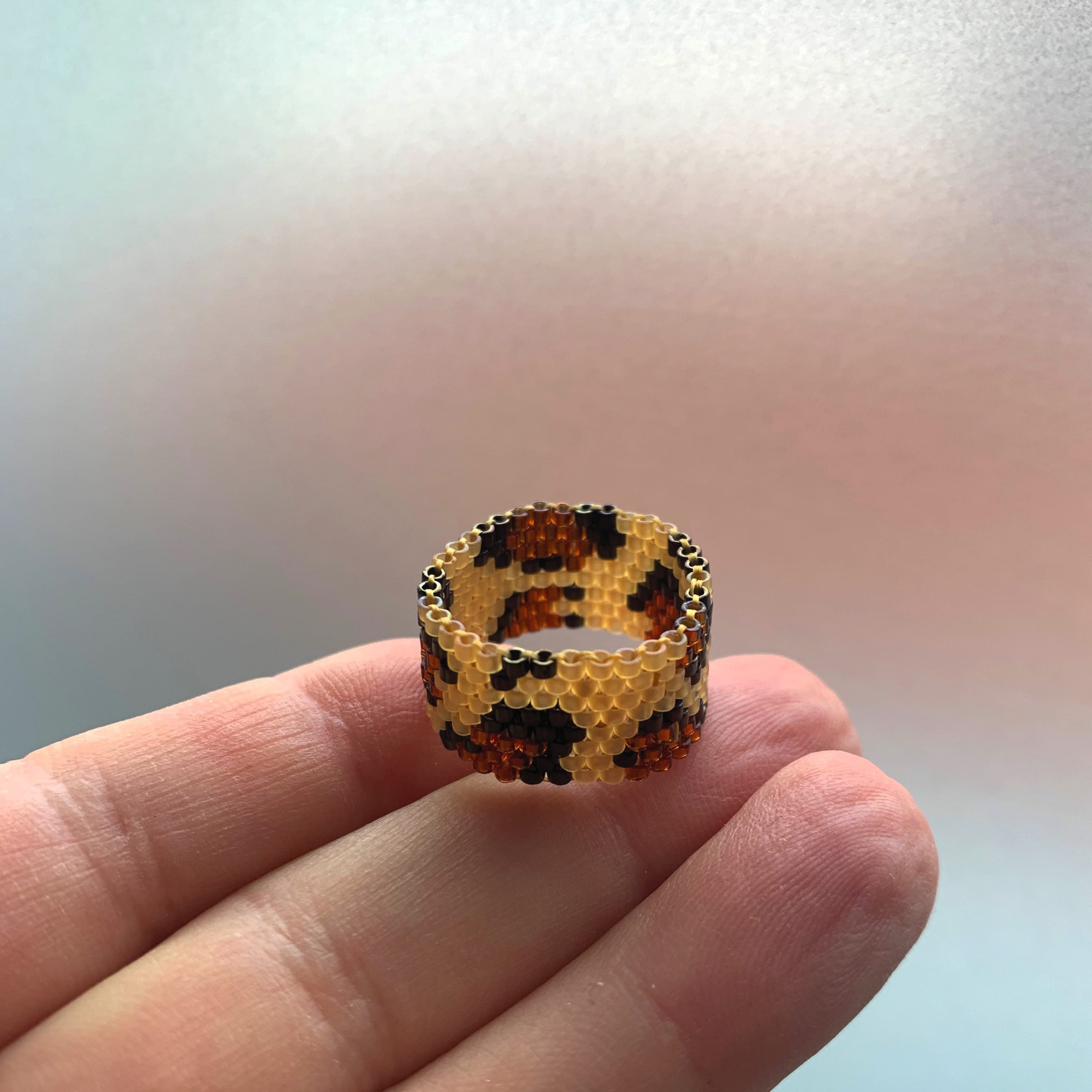Ring, Miyuki-Perlen leopardenlook