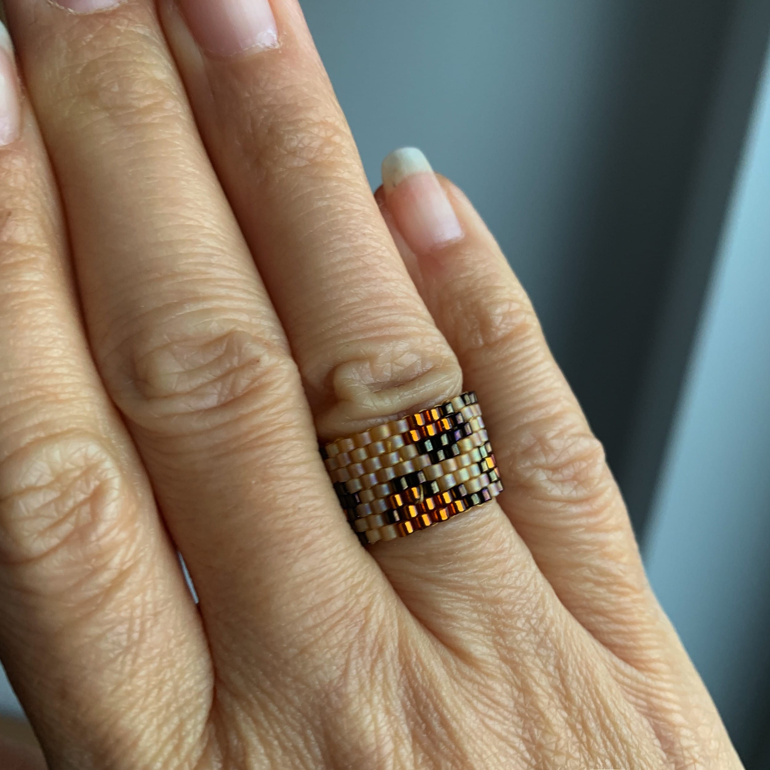 Ring, Miyuki-Perlen leopardenlook