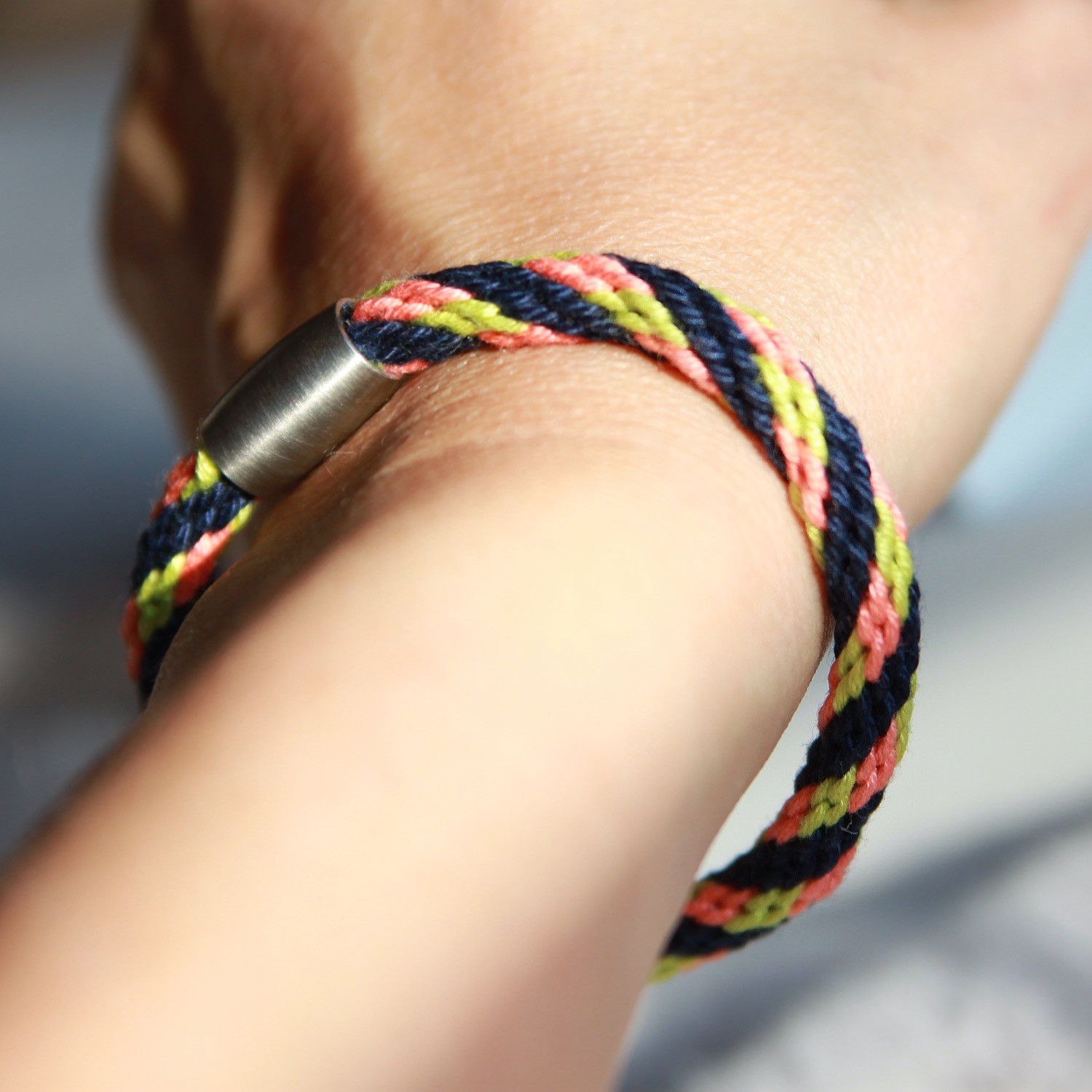 Armband Kumihimo, blau-orange